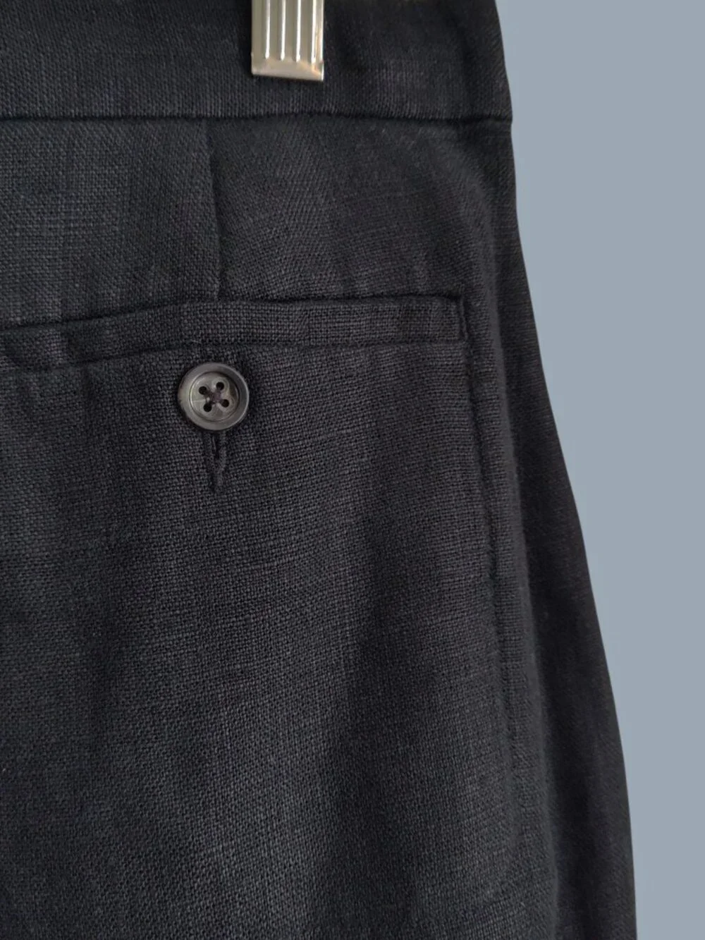 Banana Republic Womens Linen Pants Black High Rise Wide Leg Relaxed Fit 10
